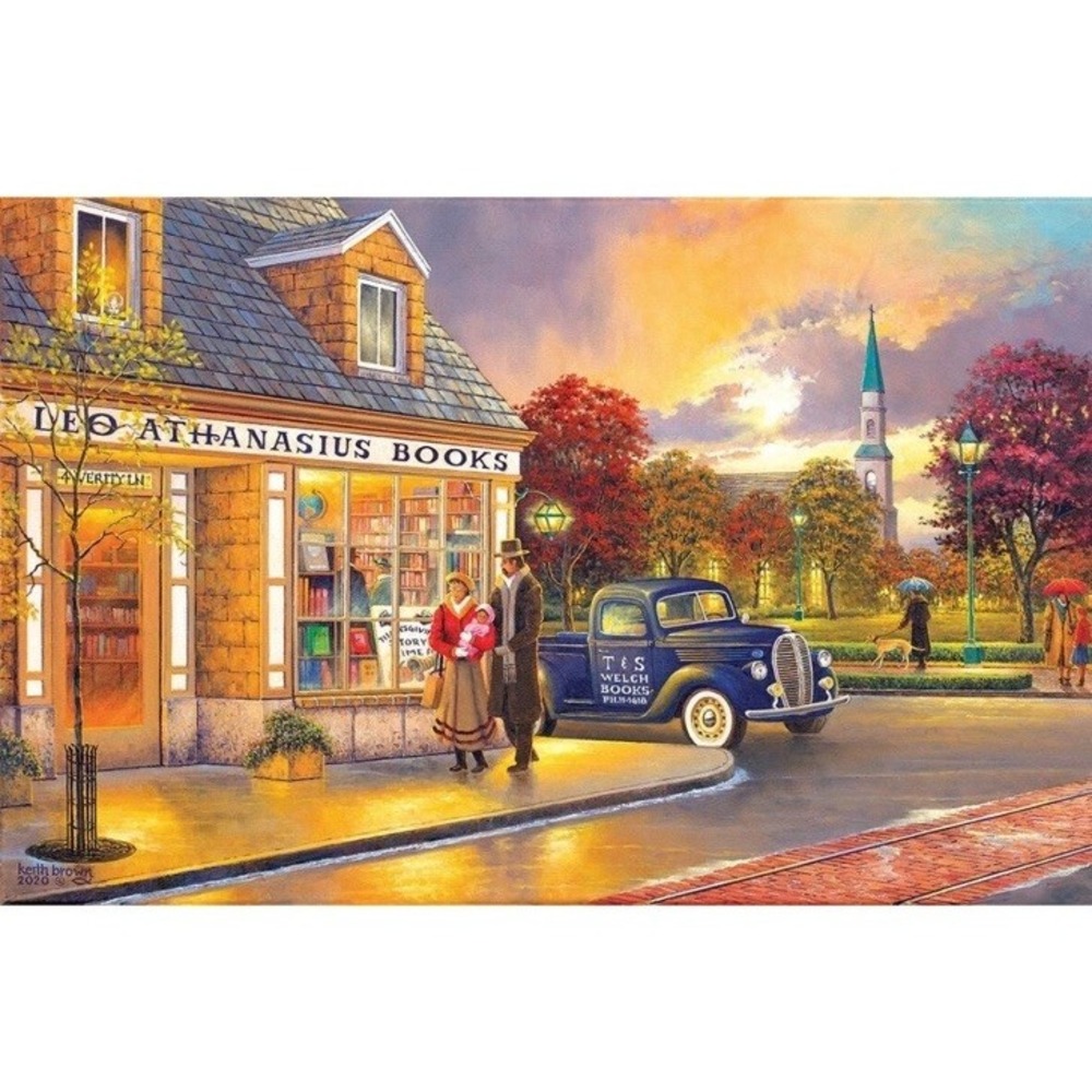 SunsOut Jigsaw Puzzle Leo's Bookshop 1000 Piece Made in USA 19 x 30